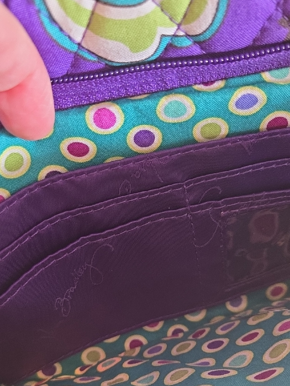 Vera Bradley Purple Teal Floral Quilted Crossbody - Picture 6 of 6